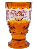 ANTIQUE BOHEMIAN MANNER AMBER CUT GLASS GOBLET