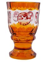 ANTIQUE BOHEMIAN MANNER AMBER CUT GLASS GOBLET