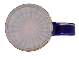 ANTIQUE BOHEMIAN MANNER BLUE CUT TO CLEAR GLASS MUG