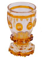 ANTIQUE BOHEMIAN MANNER AMBER CUT GLASS GOBLET