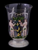 ANTIQUE BOHEMIAN MANNER ADAM EVE ENAMEL ART GOBLET