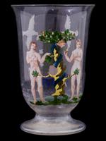 ANTIQUE BOHEMIAN MANNER ADAM EVE ENAMEL ART GOBLET