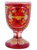 ANTIQUE BOHEMIAN MANNER RED CUT CLEAR GLASS GOBLET PIC-0