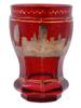 ANTIQUE BOHEMIAN MANNER RED ETCHED GLASS GOBLET PIC-1
