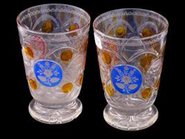 PAIR OF ANTIQUE BOHEMIAN MANNER CUT CLEAR GLASS CUPS