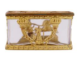 ANTIQUE FRENCH ROCK CRYSTAL AND GILT BRONZE BOX