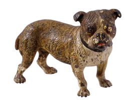 ANTIQUE VIENNA MANNER COLD PAINTED BRONZE DOG FIGURE