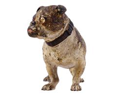 ANTIQUE VIENNA MANNER COLD PAINTED BRONZE DOG FIGURE