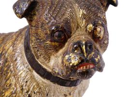 ANTIQUE VIENNA MANNER COLD PAINTED BRONZE DOG FIGURE