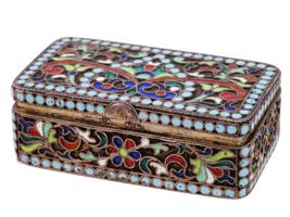 RUSSIAN SILVER CLOISONNE ENAMEL TRINKET BOX