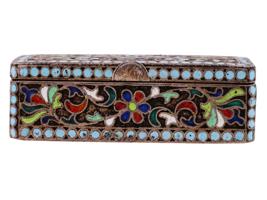 RUSSIAN SILVER CLOISONNE ENAMEL TRINKET BOX