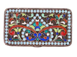 RUSSIAN SILVER CLOISONNE ENAMEL TRINKET BOX