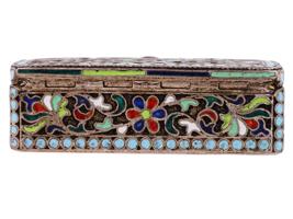 RUSSIAN SILVER CLOISONNE ENAMEL TRINKET BOX