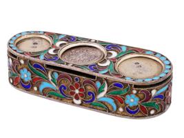 RUSSIAN SILVER CLOISONNE ENAMEL COIN HOLDER