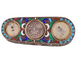 RUSSIAN SILVER CLOISONNE ENAMEL COIN HOLDER