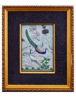 ANTIQUE INDIAN MINIATURE PAINTING OF PEACOCKS