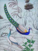 ANTIQUE INDIAN MINIATURE PAINTING OF PEACOCKS