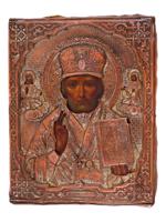 ANTIQUE RUSSIAN ORTHODOX ICON OF SAINT NICHOLAS