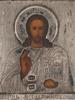 19TH C ANTIQUE RUSSIAN JESUS CHRIST TRAVEL ICON IN SILVER RIZA PIC-1