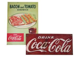 VINTAGE ADS COCA COLA CARDBOARD AND TIN SIGNS