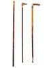 THREE WOODEN WALKING CANES WITH SILVER KNOBS PIC-1