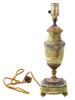 ANTIQUE FRENCH BRONZE CHAMPLEVE ENAMEL ONYX URN LAMP PIC-1