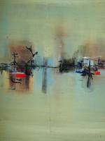 ABSTRACT INDIAN OIL PAINTING BY VASUDEO S GAITONDE