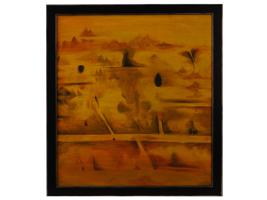 ABSTRACT INDIAN OIL PAINTING BY VASUDEO S GAITONDE