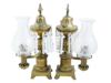 ENGLISH BRONZE ARGAND LAMPS W CUT CRYSTAL GLASS SHADES PIC-0