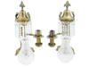 ENGLISH BRONZE ARGAND LAMPS W CUT CRYSTAL GLASS SHADES PIC-2