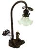 ART NOUVEAU AUSTRIAN BRONZE FIGURAL LAMP FLOWER SHADE PIC-0