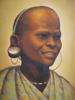 AFRICAN TRIBAL FEMALE PORTRAIT OIL PAINTING SIGNED PIC-1