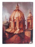 MID CENT ITALIAN CITYSCAPE OIL PAINTING SIGNED