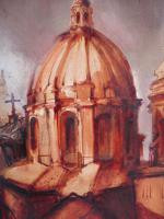 MID CENT ITALIAN CITYSCAPE OIL PAINTING SIGNED