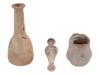 THREE ANCIENT ROMAN CLAY VASES OF VARIOUS DESIGNS PIC-1