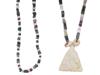 ANCIENT CARVED STONE BEAD NECKLACES AND BAG WITH BEADS PIC-2