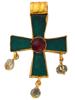 ANCIENT BYZANTINE GOLD GLASS GARNET CROSS WITH BEADS PIC-0