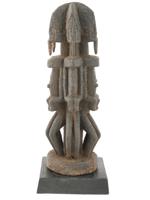 WOODEN OILY DOGON MALI AFRICA FIGURE W MULTIPLES FACES