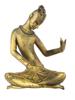 VINTAGE BUDDHIST CARVED WOOD SCULPTURE OF MUSICIAN PIC-0