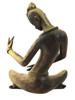 VINTAGE BUDDHIST CARVED WOOD SCULPTURE OF MUSICIAN PIC-2