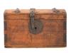 ANTIQUE WOODEN TRINKET BOX WITH FASTENINGS AND LOCK PIC-2