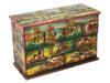 VINTAGE HAND PAINTED WOODEN BOX WITH HUNTING SCENES PIC-0