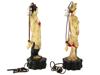 PAIR OF VINTAGE CHINESE CHALKWARE FIGURINE LAMPS PIC-4