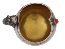 RUSSIAN SILVER GEMSTONE KOVSH LADLE