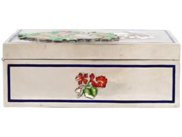 LARGE RUSSIAN SILVER BOX WITH ENAMEL FEMALE PORTRAIT