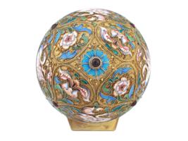 EXTRA LARGE RUSSIAN SILVER ENAMEL EGG CASKET CASE