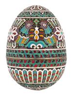 RUSSIAN 84 GILT SILVER CLOISONNE ENAMEL EGG CASE