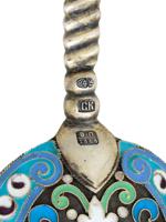 RUSSIAN 84 SILVER CLOISONNE ENAMEL SUGAR SPOON