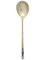 RUSSIAN GILT SILVER CLOISONNE ENAMEL TEA SPOON