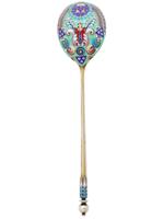 RUSSIAN GILT SILVER CLOISONNE ENAMEL TEA SPOON